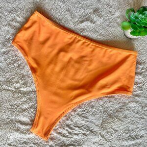 Cupshe Women’s High Waisted Bikini Bottoms in Solid Orange M